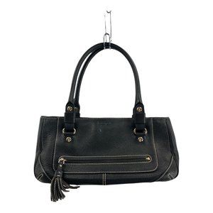 Kate Spade New York Womens Satchel Handbag Black Snap Phone Pocket Tassel M